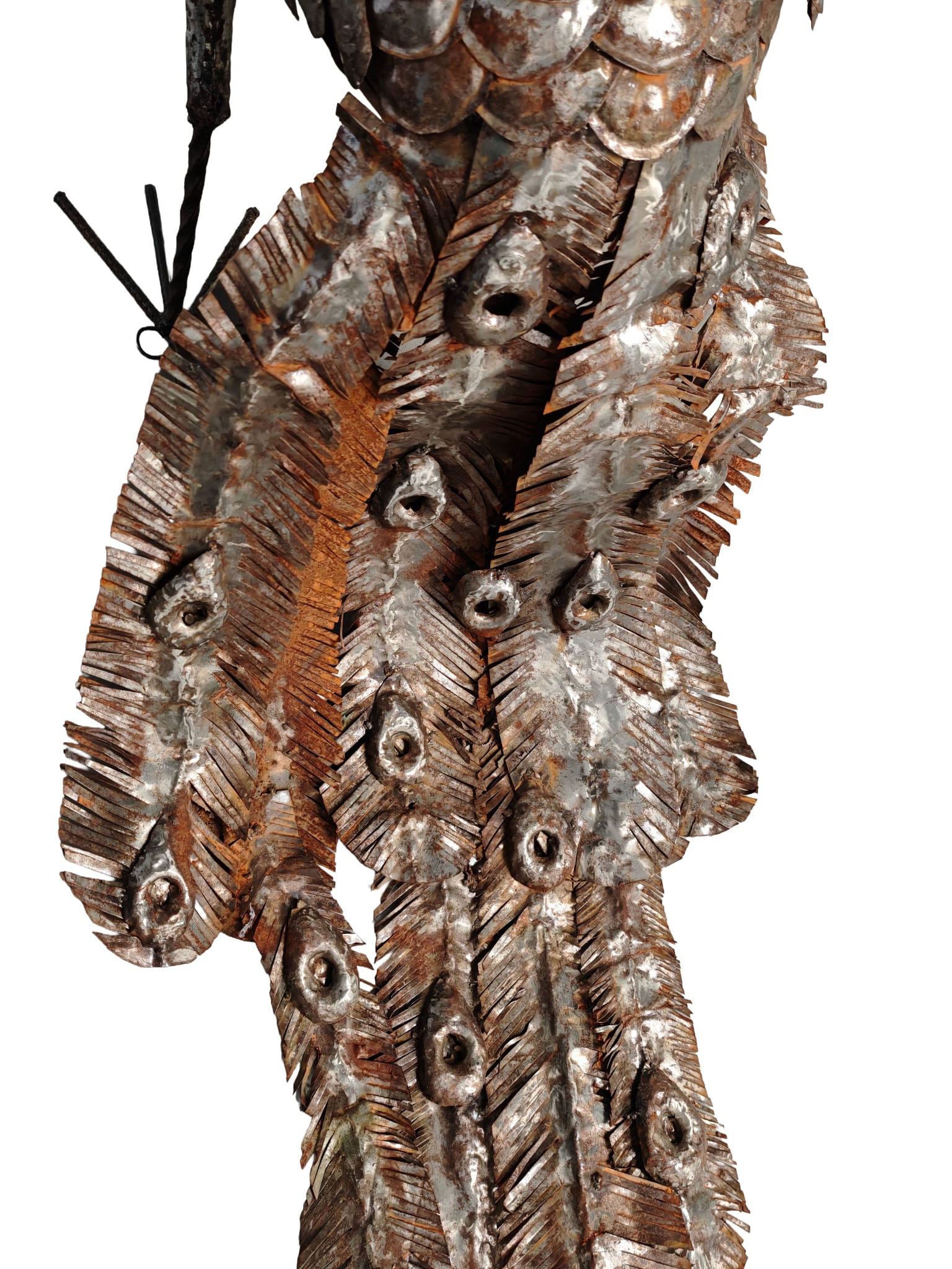 Groot tuinbeeld Pauw van metaal staart omlaag 170cm eliassen.nl