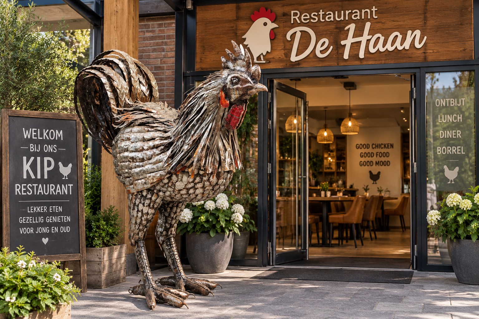 Super large garden statue of metal beautifully detailed handmade Rooster 110cm