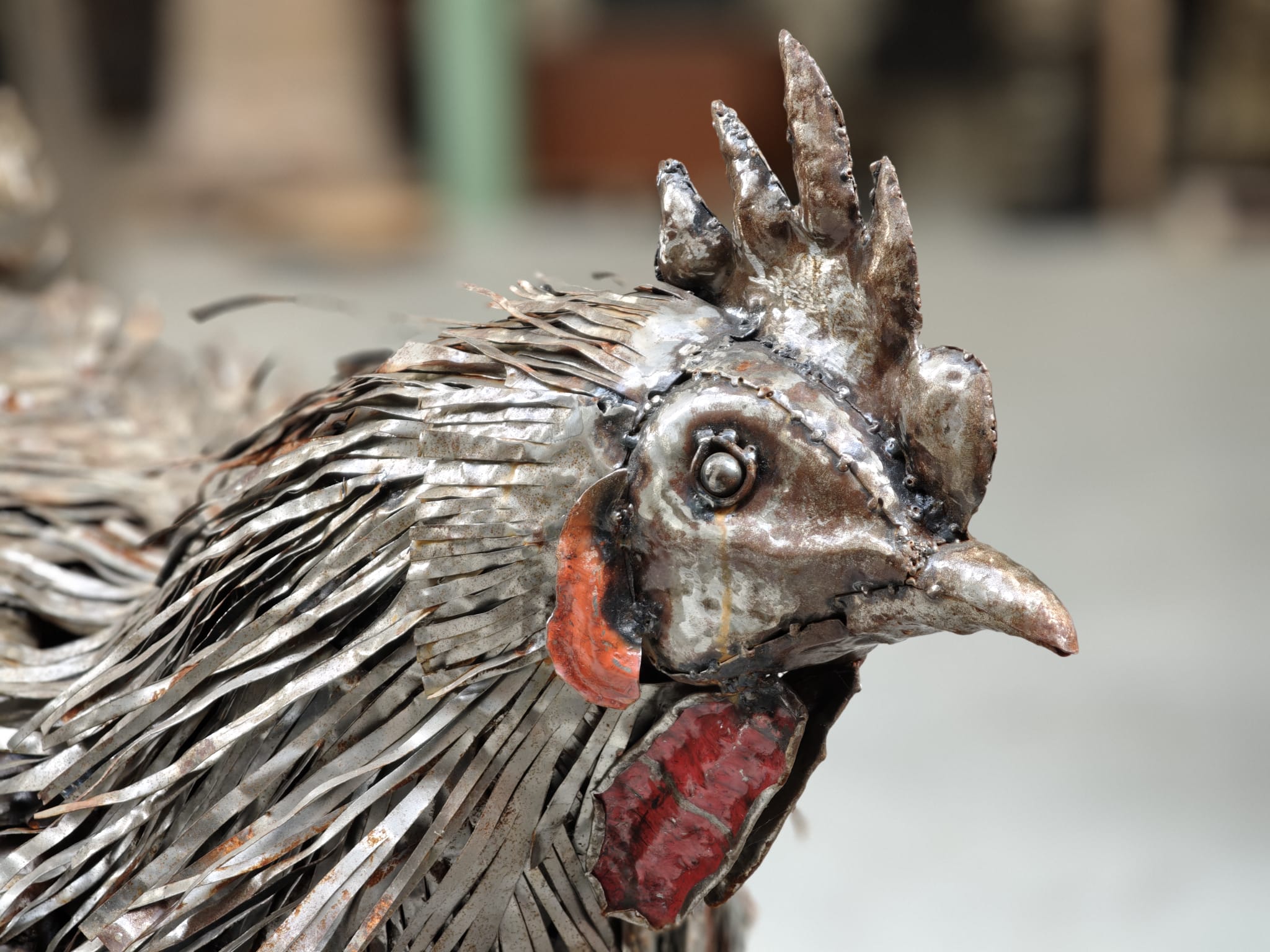 Supergroot tuinbeeld van metaal prachtige gedetailleerde handgemaakte Haan 110cm eliassen.nl 5