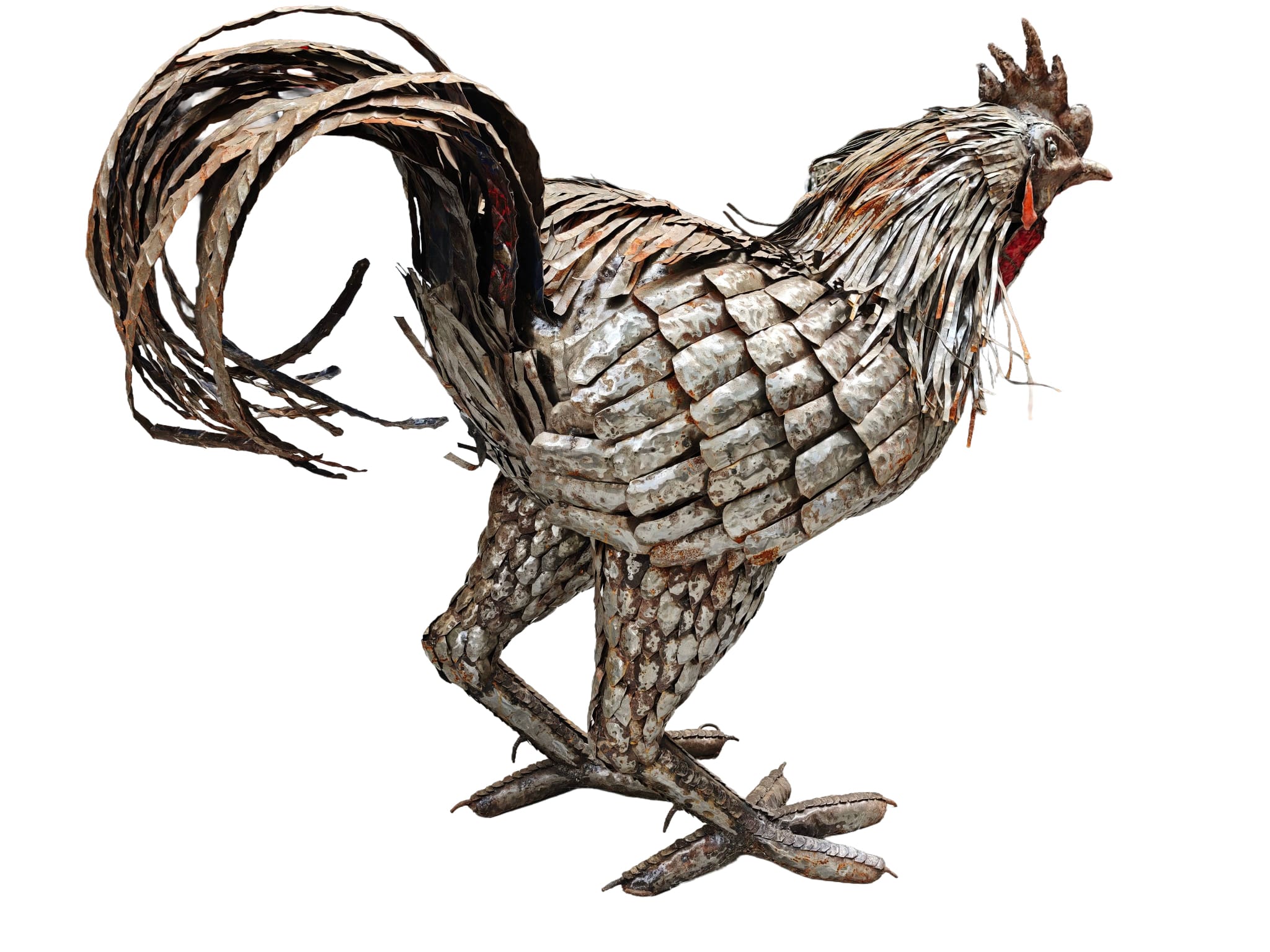 Supergroot tuinbeeld van metaal prachtige gedetailleerde handgemaakte Haan 110cm eliassen.nl 5