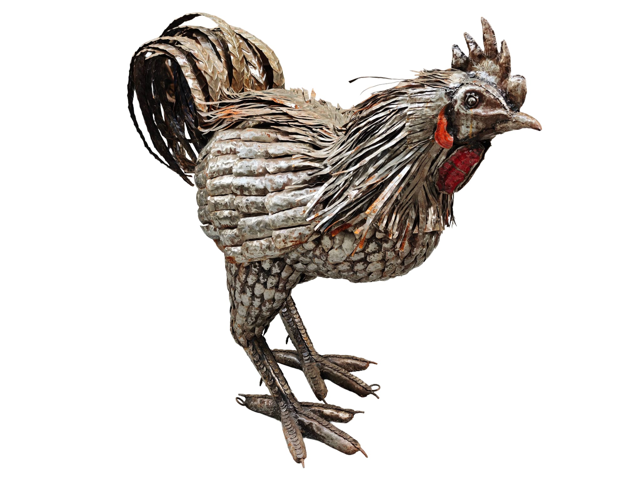 Supergroot tuinbeeld van metaal prachtige gedetailleerde handgemaakte Haan 110cm eliassen.nl 5