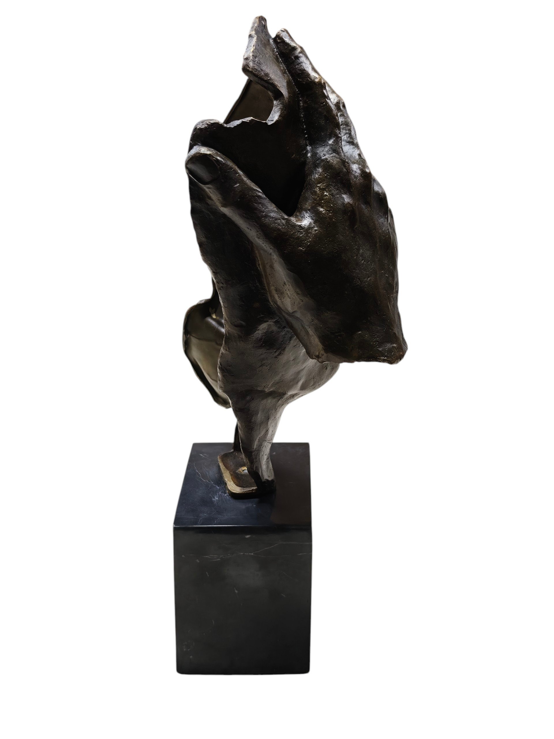 Sculptuur brons Hand voor hoofd 42cm