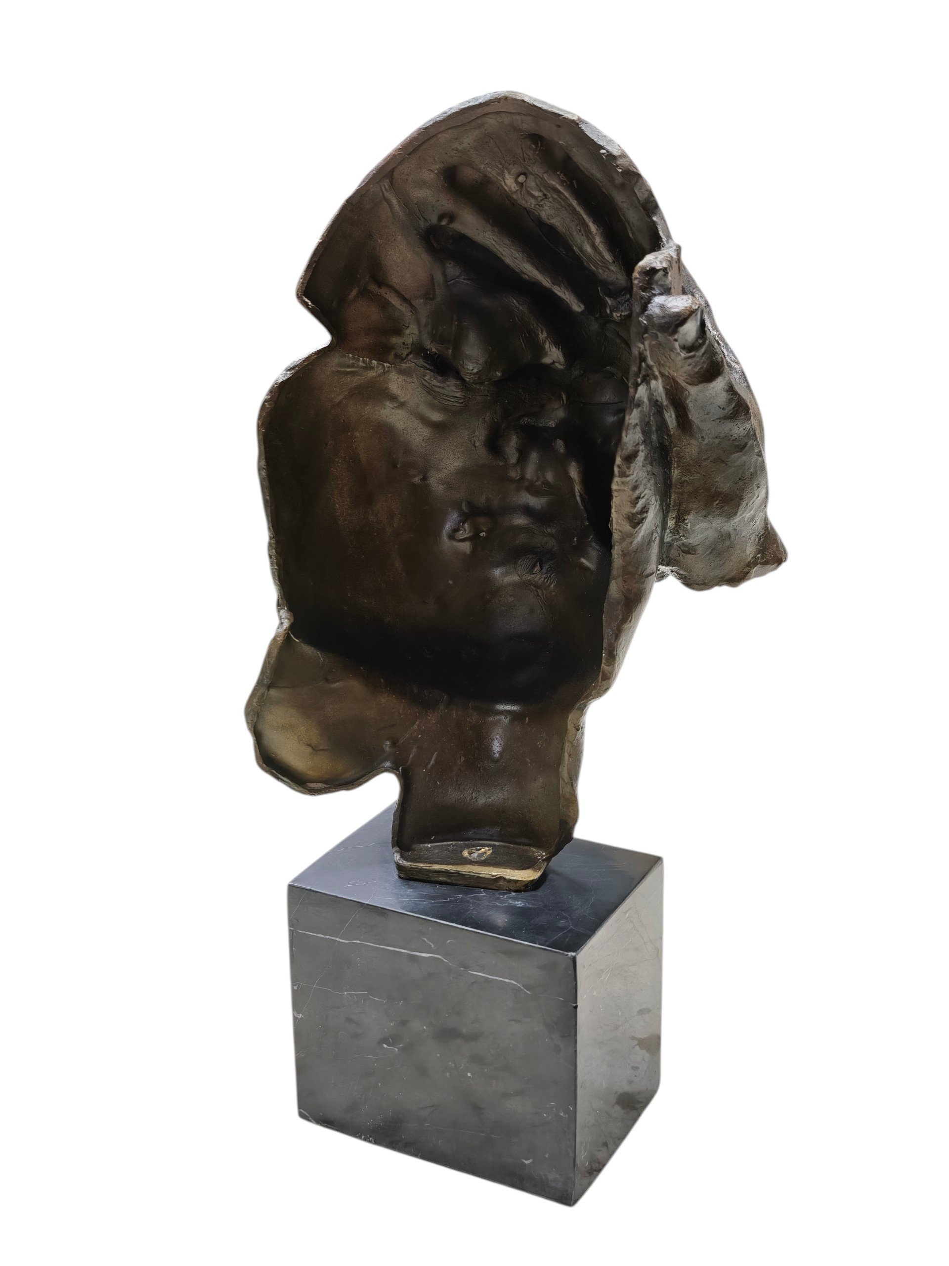 Sculptuur brons Hand voor hoofd 42cm