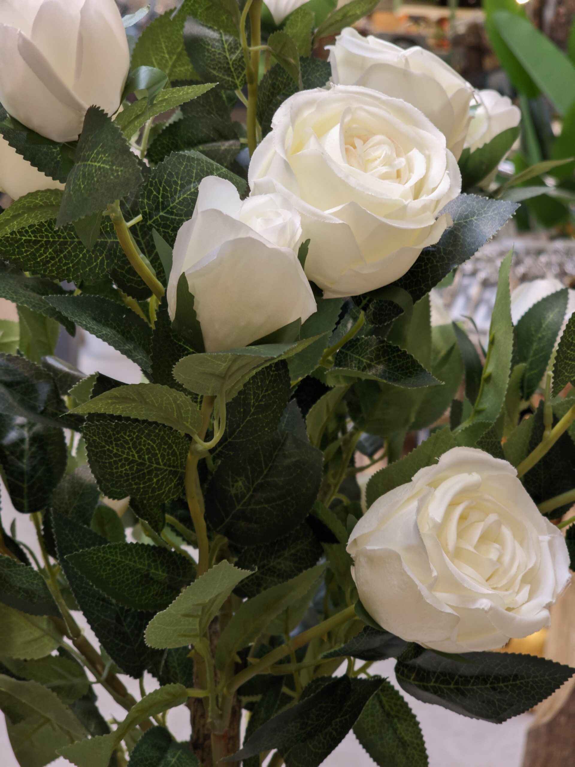 Artificial plant Rose on stem in bloom white 120cm