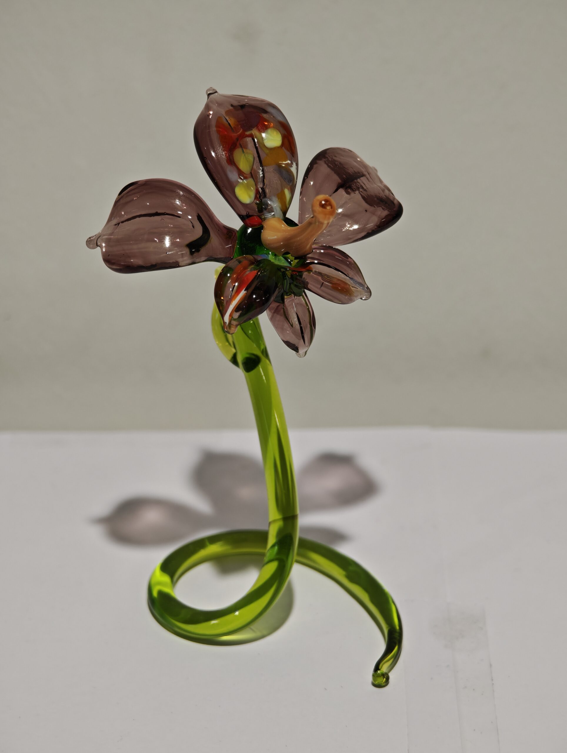 Miltonia bloem mini van glas geel paars 12cm eliassen.nl