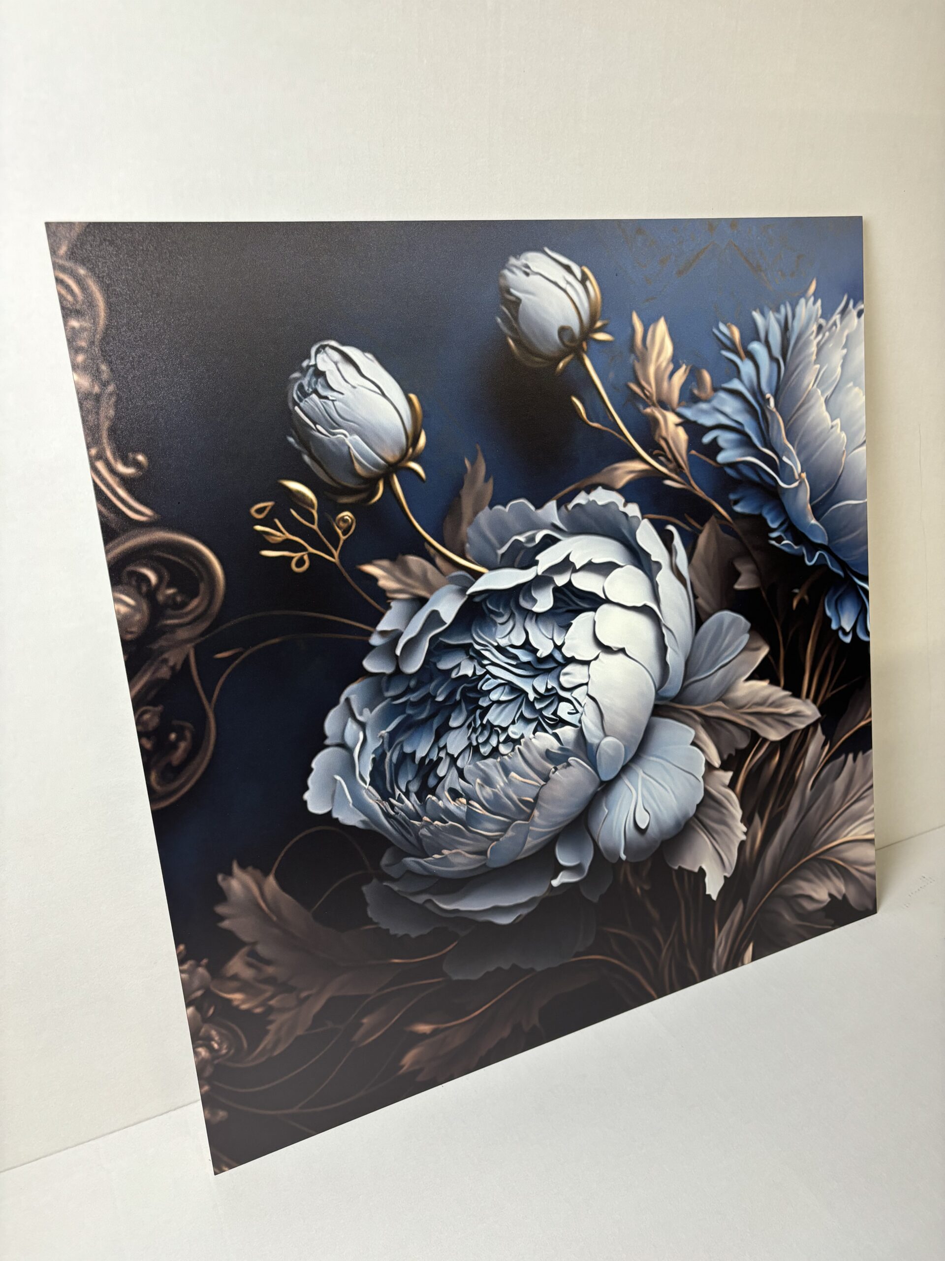 Gemälde Quadratisch Deco Tafel Rokoko Blüten 80x80cm