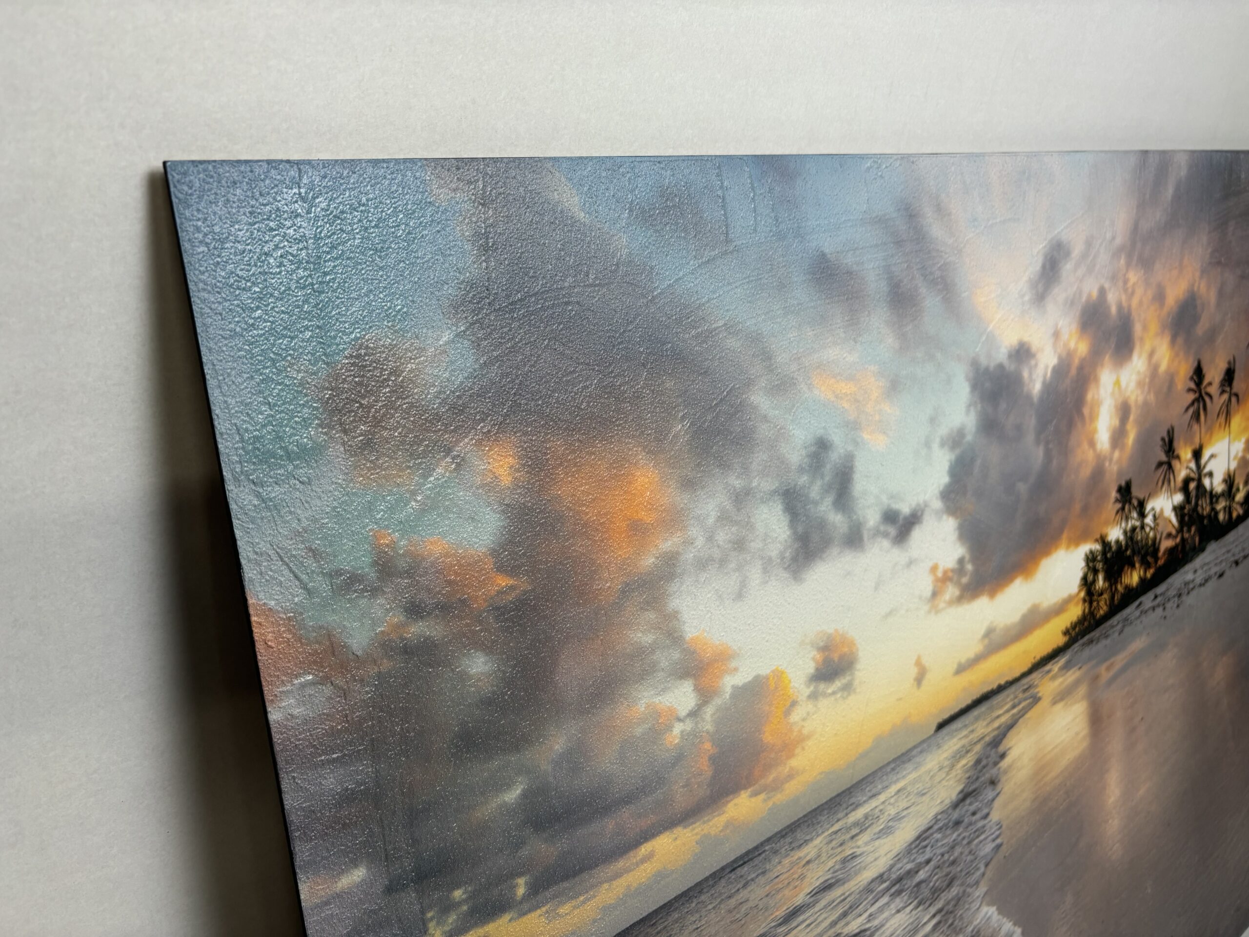 Schilderij Structuur paneel Strand palmbomen in 4 maten