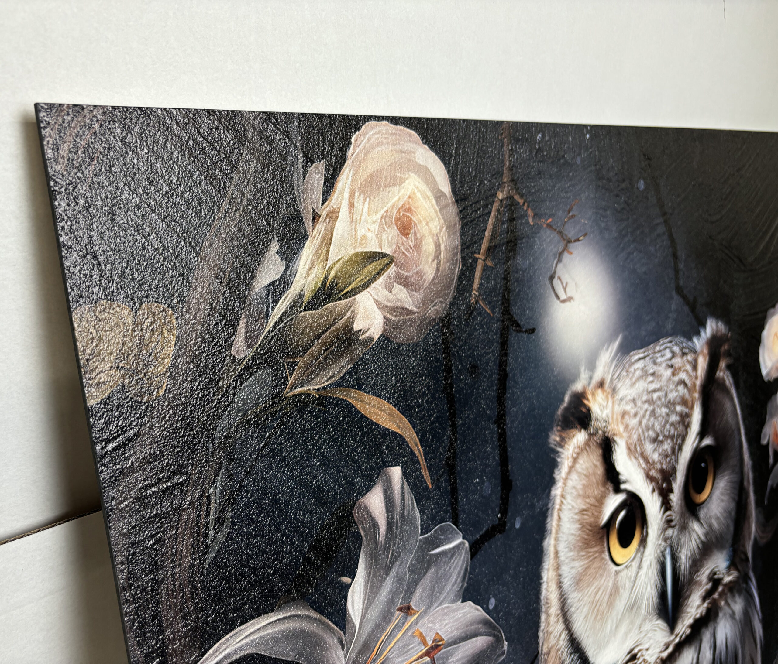 Schilderij Structuur paneel Night owl in 4 maten