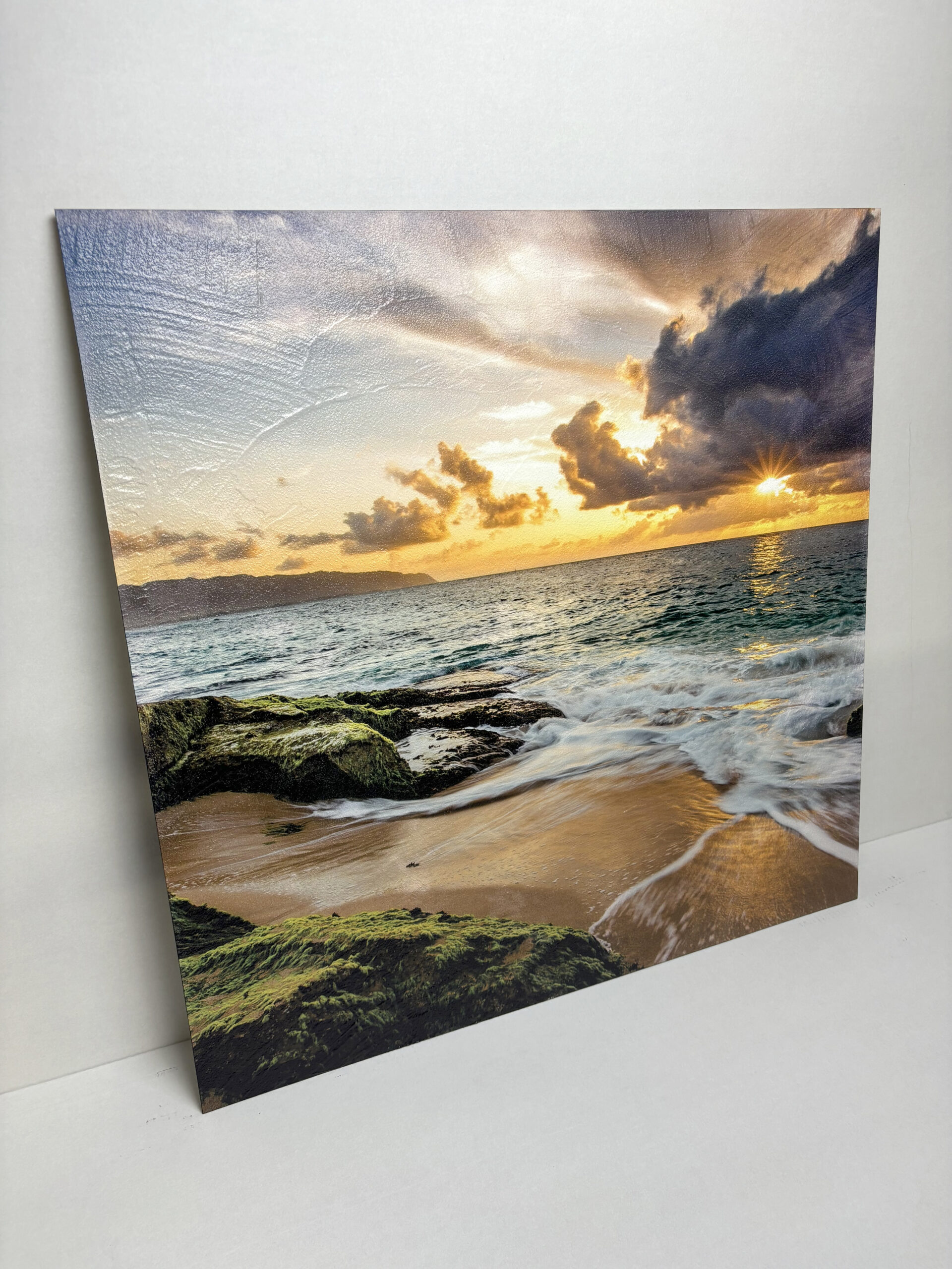 Painting square Structure panel Mossy beach 80x80cm