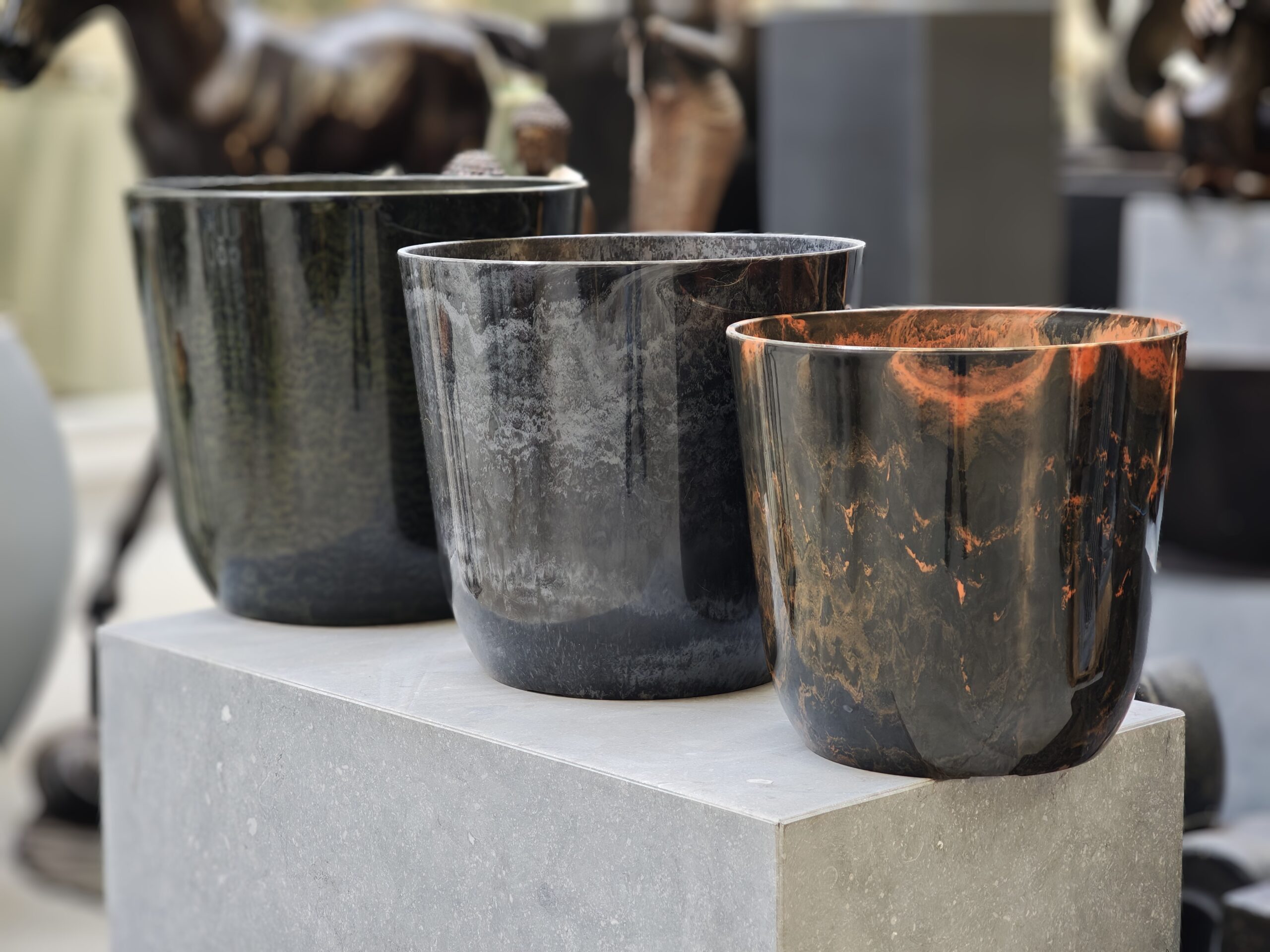 Pot melamine Palermo Marble Grijs 30cm