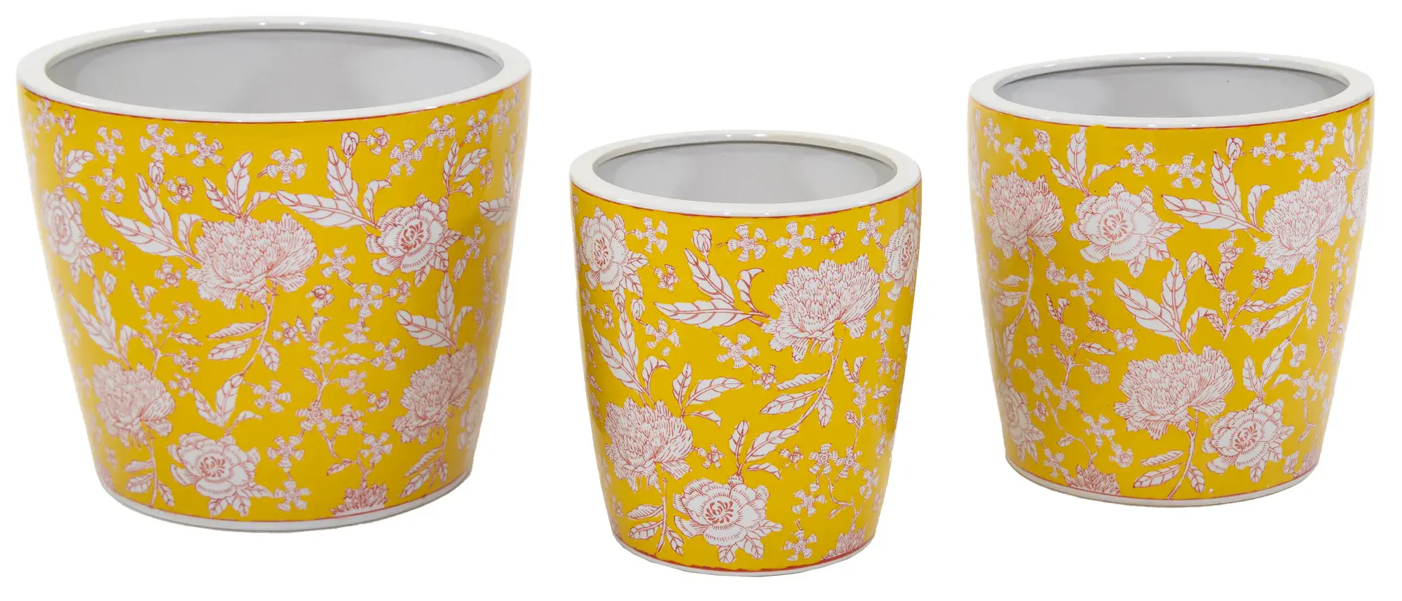 Bloempot Chinees porselein Nanchang geel-rood in 3 maten eliassen.nl