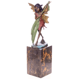 Bronze Elf mit Blatt 33cm Eliassen.nl YB778