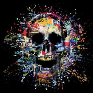 Glasmalerei moderner Schädel - Eliassen.de