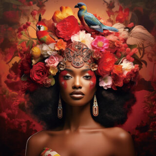 glass painting beautiful dark woman - Eliassen.com