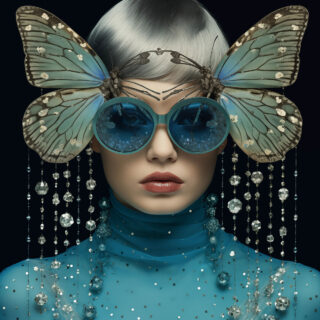 Glasmalerei Frau blau + Eliassen.nl