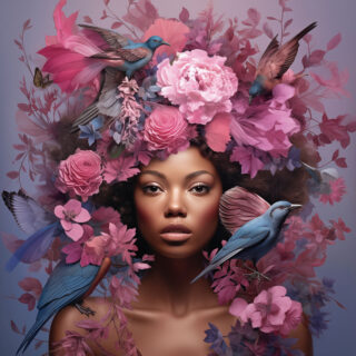 Glasmalerei Frau in Flieder - Eliassen.nl