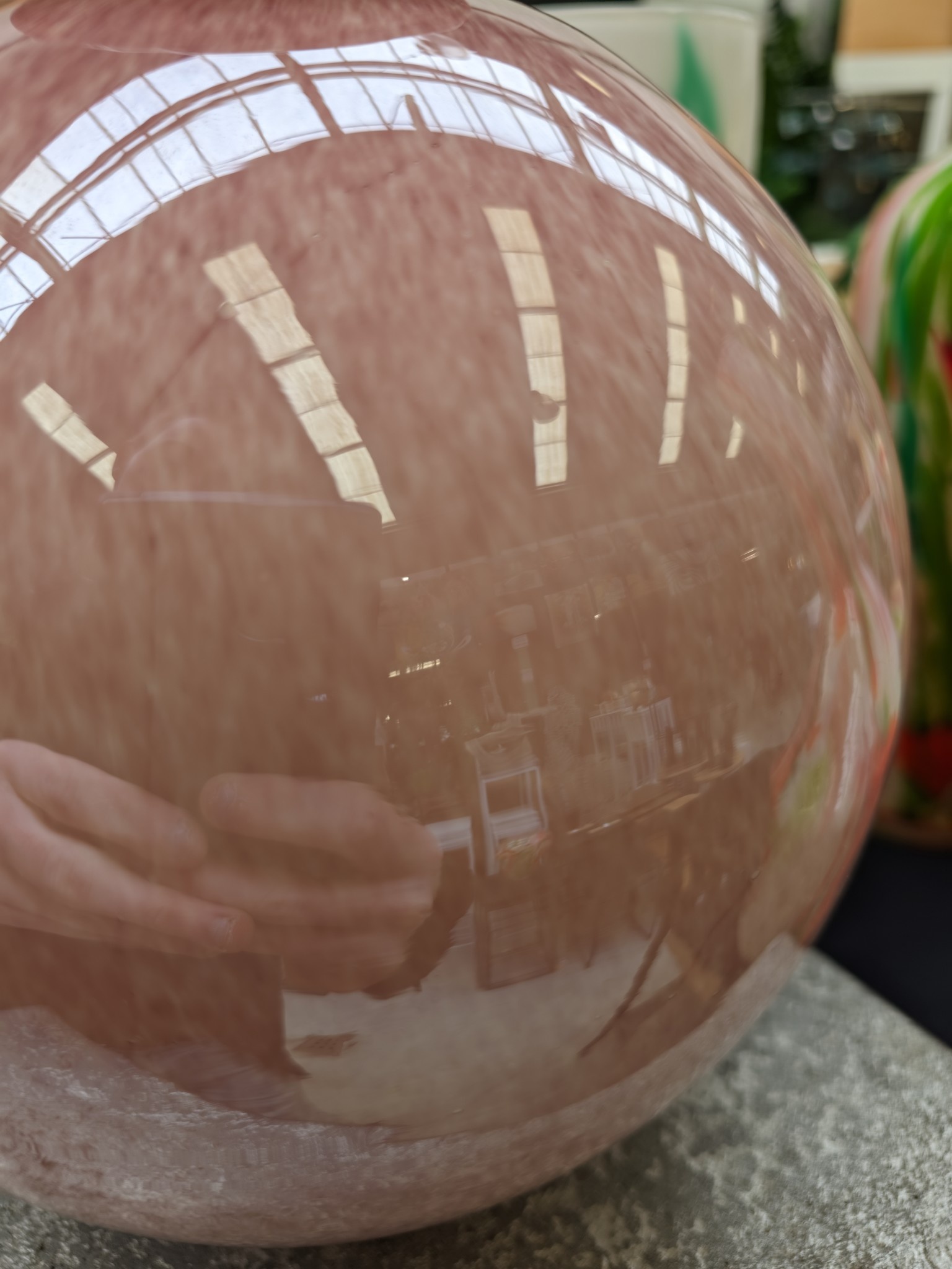 Glass vase globe pink chandelier 25cm eliassen.co.uk 2