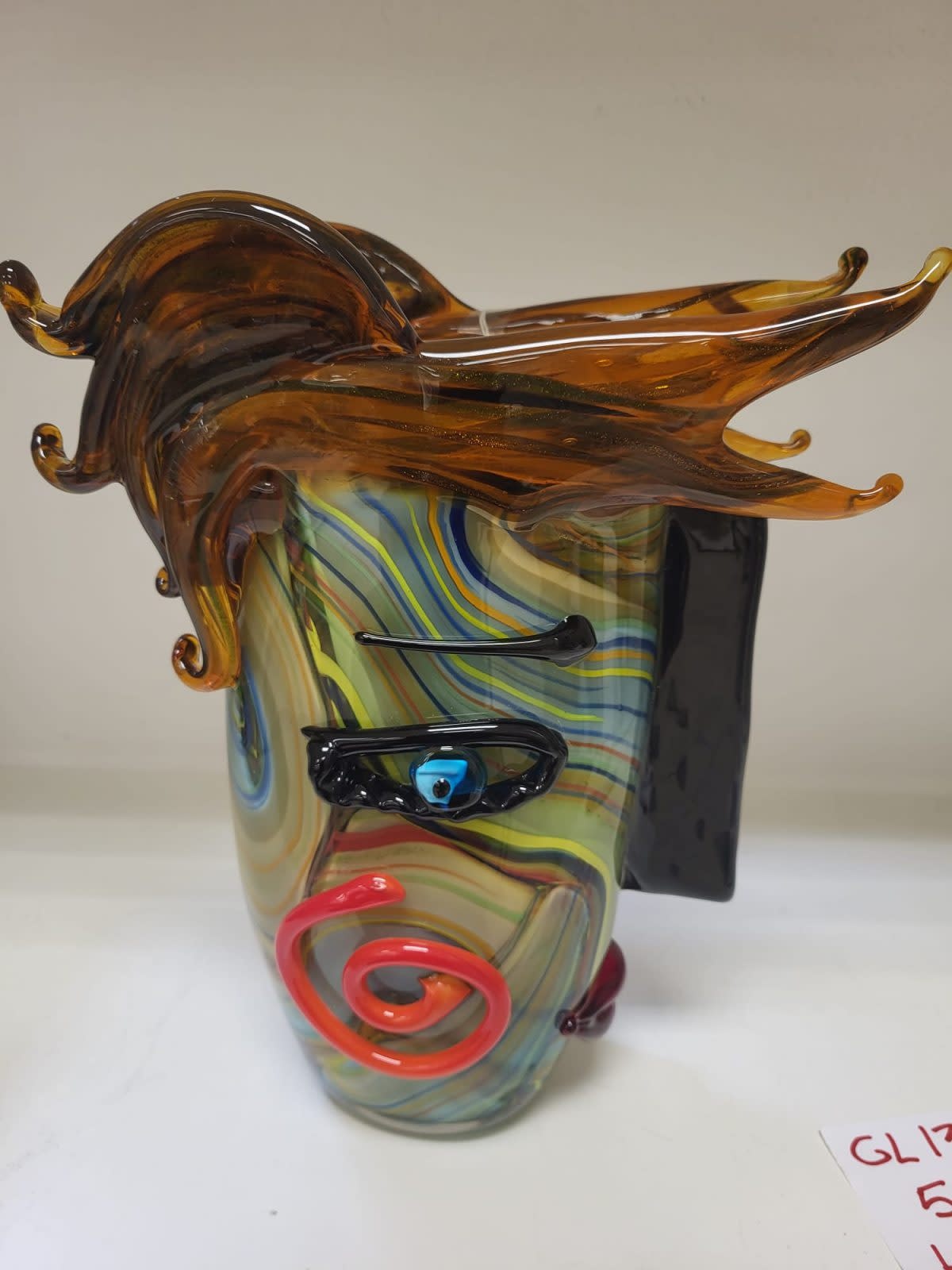 Glass Vase Face brown 32cm Eliassen.nl gl1341