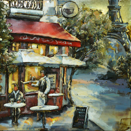 metaal 3d schilderij cafe in Parijs - Eliassen.nl