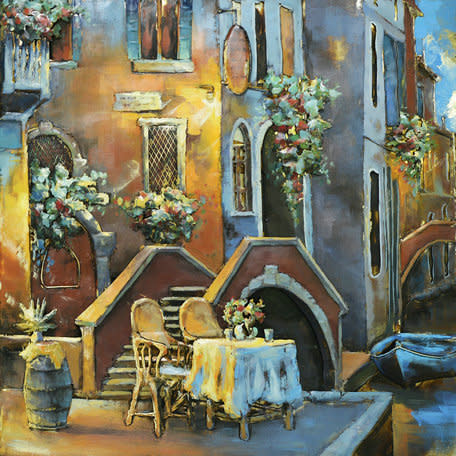 metaal schilderij terras voor trap - Eliassen.nl