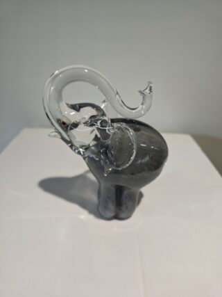 Olifant van glas grijs 16cm eliassen.nl 2