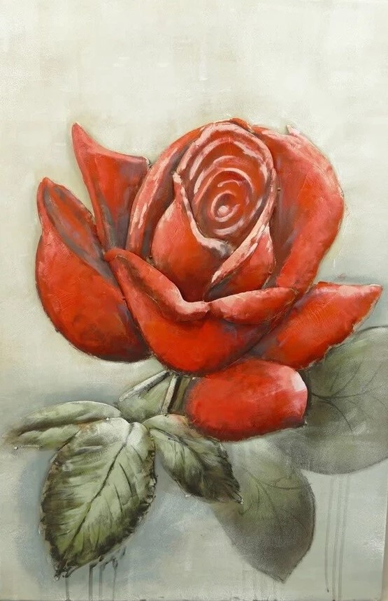 schilderij-3d-grote-roos-90x60cm