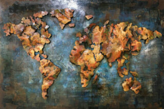 painting metal world map - Eliassen.nl