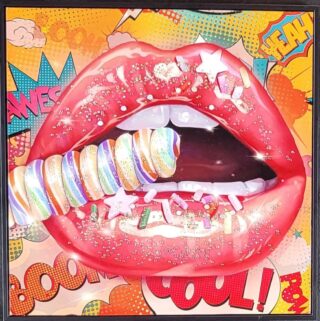 Strass Leinwand Gemälde Eliassen.nl Rote Lippen 6110-1 62.5x62.5 cm