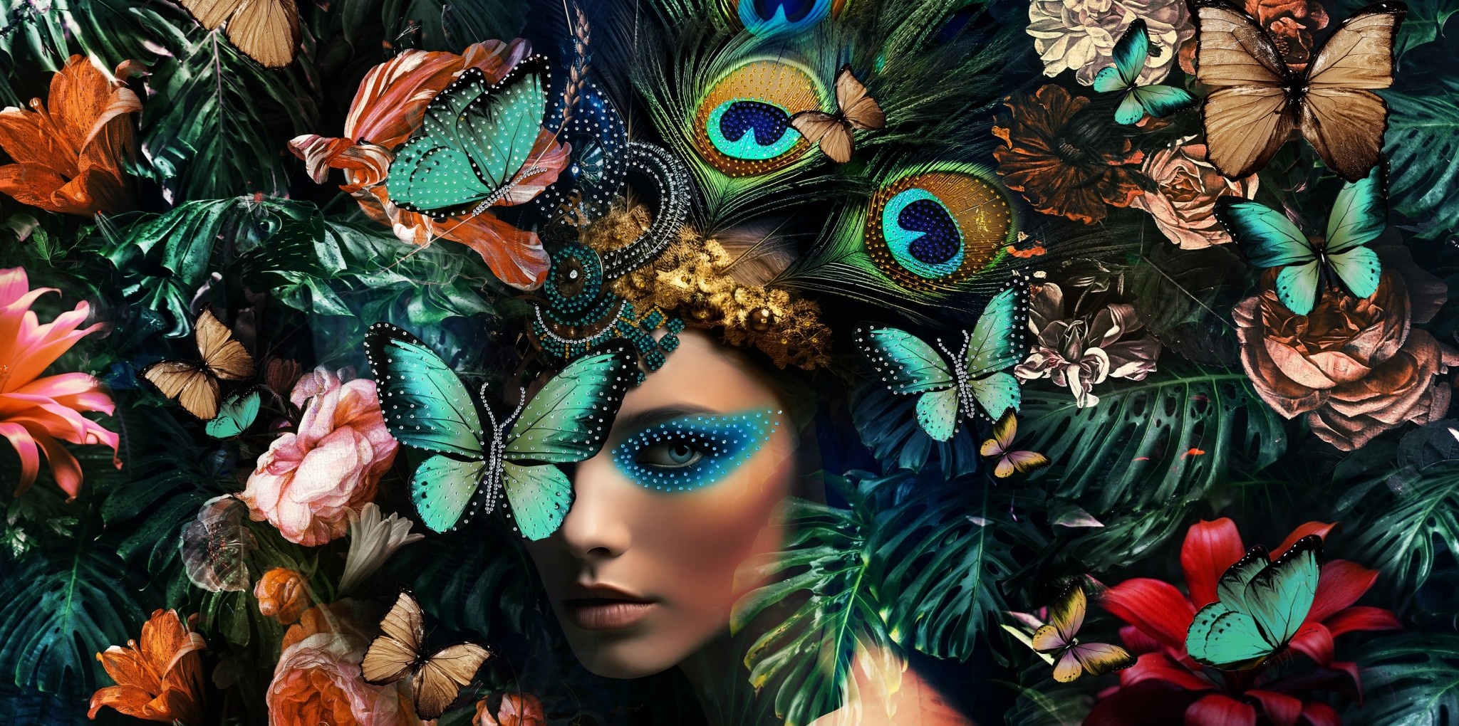 Strass glasschilderij Eliassen.nl  Maskerade s-360  met strass steentejs