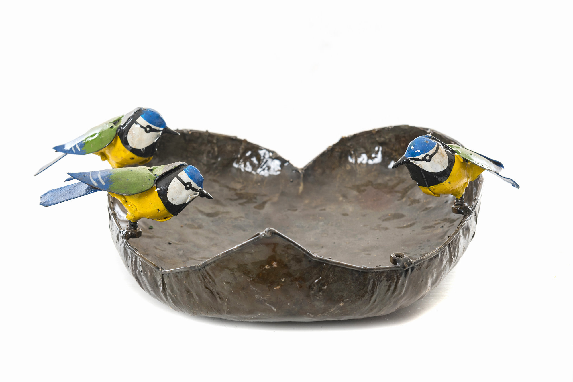 vogeldrinkschaal hartvorm met 3 vogels Eliassen.nl