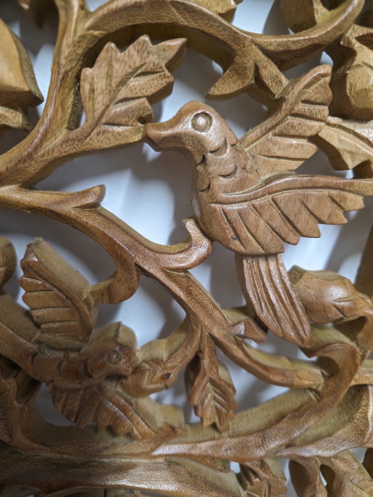 Wandpaneel Holz rund Lebensbaum mit Vögeln und Blättern 40cm eliassen.de 2