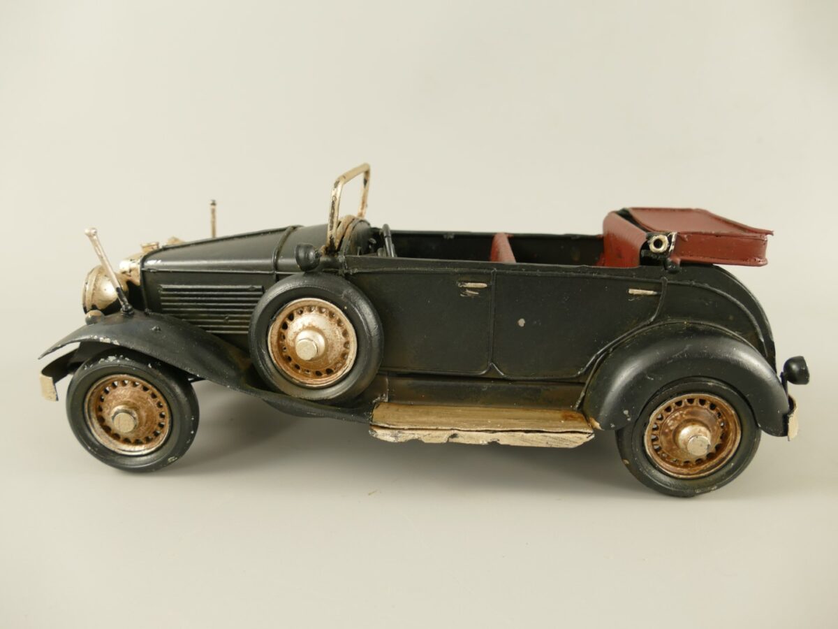 Miniaturmodell altes Auto Oldtimer mit Rücksitz anthrazit 25cm