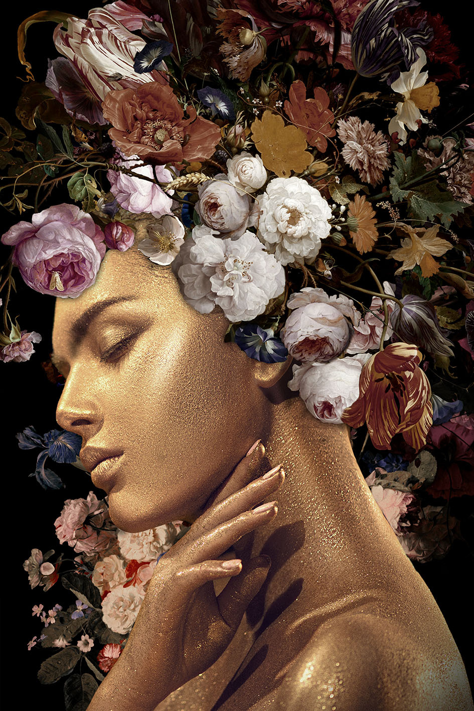 Glass painting woman wreath Eliassen.nl fk7113