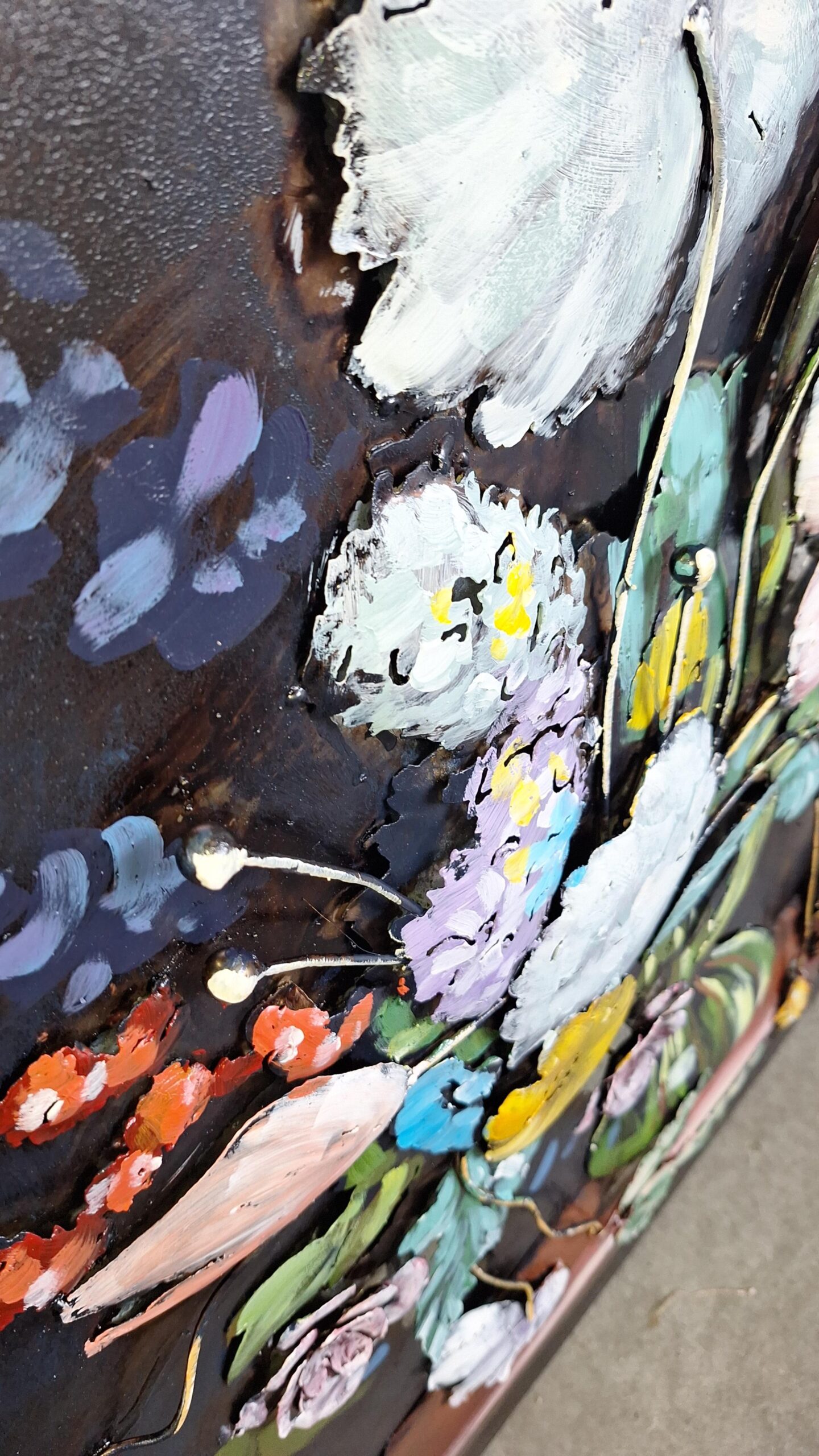 Schilderij 3d Boeket met zwarte achtergrond 80x80cm