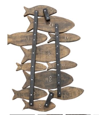 Muurdecoratie hout Vissen gekleurd 80cm