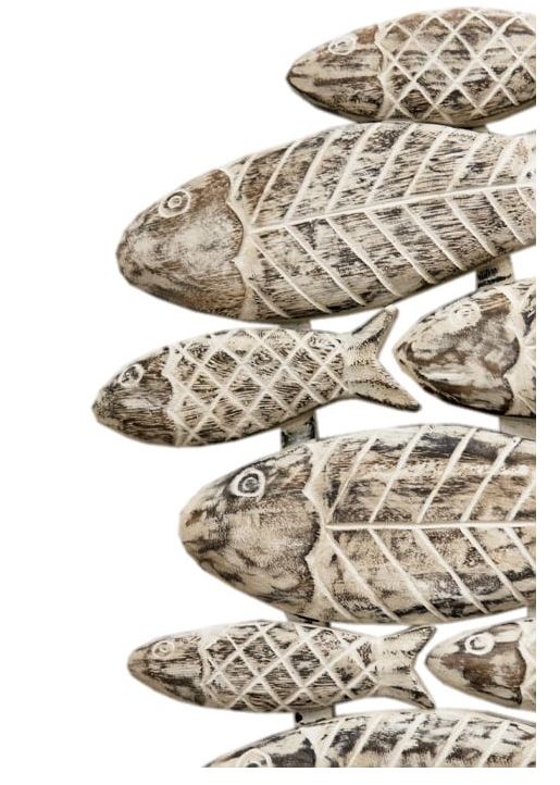 Muurdecoratie hout Vissen wit 80cm