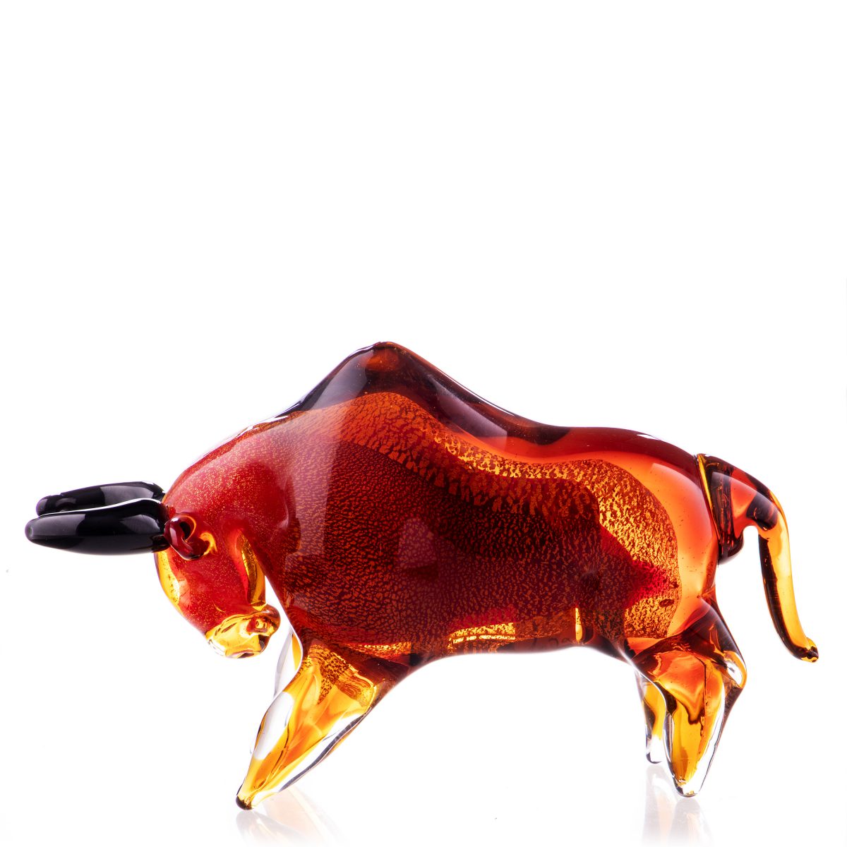 Statue bull glass light brown-red 24cm eliassen.nl