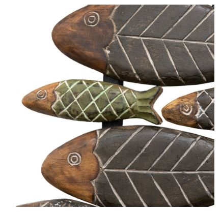 Muurdecoratie hout Vissen gekleurd 80cm