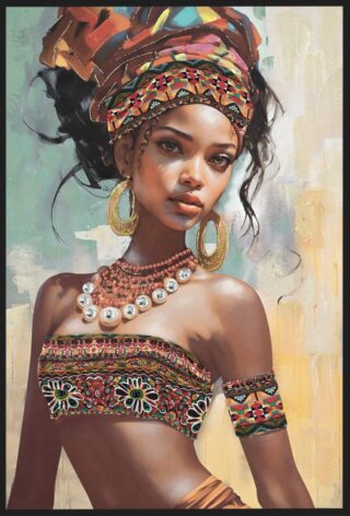 Canvas strass schilderij Dame Duku bruin 82x122cm