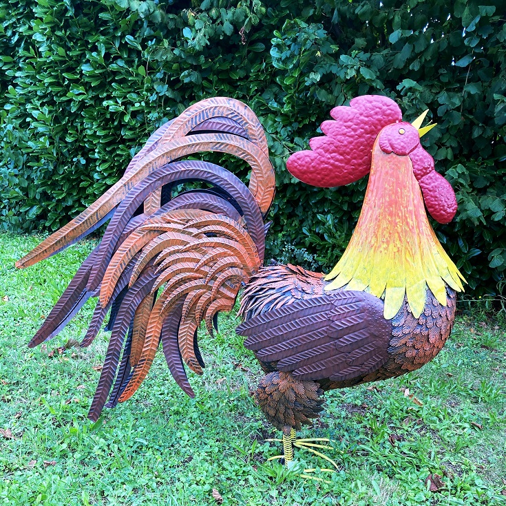 Metalen figuur reuze haan 160cm