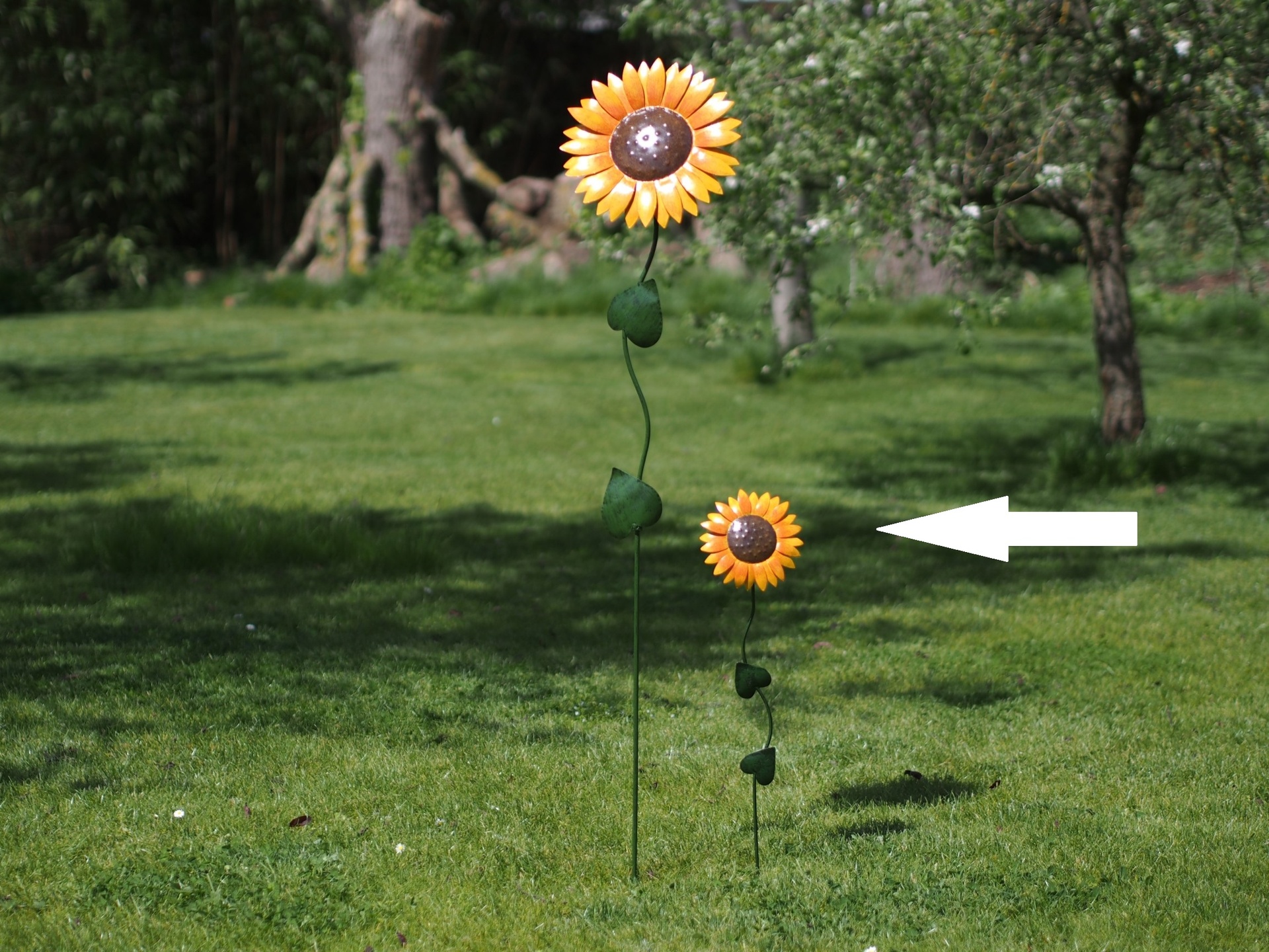 Metalen bloem zonnebloem klein 70cm