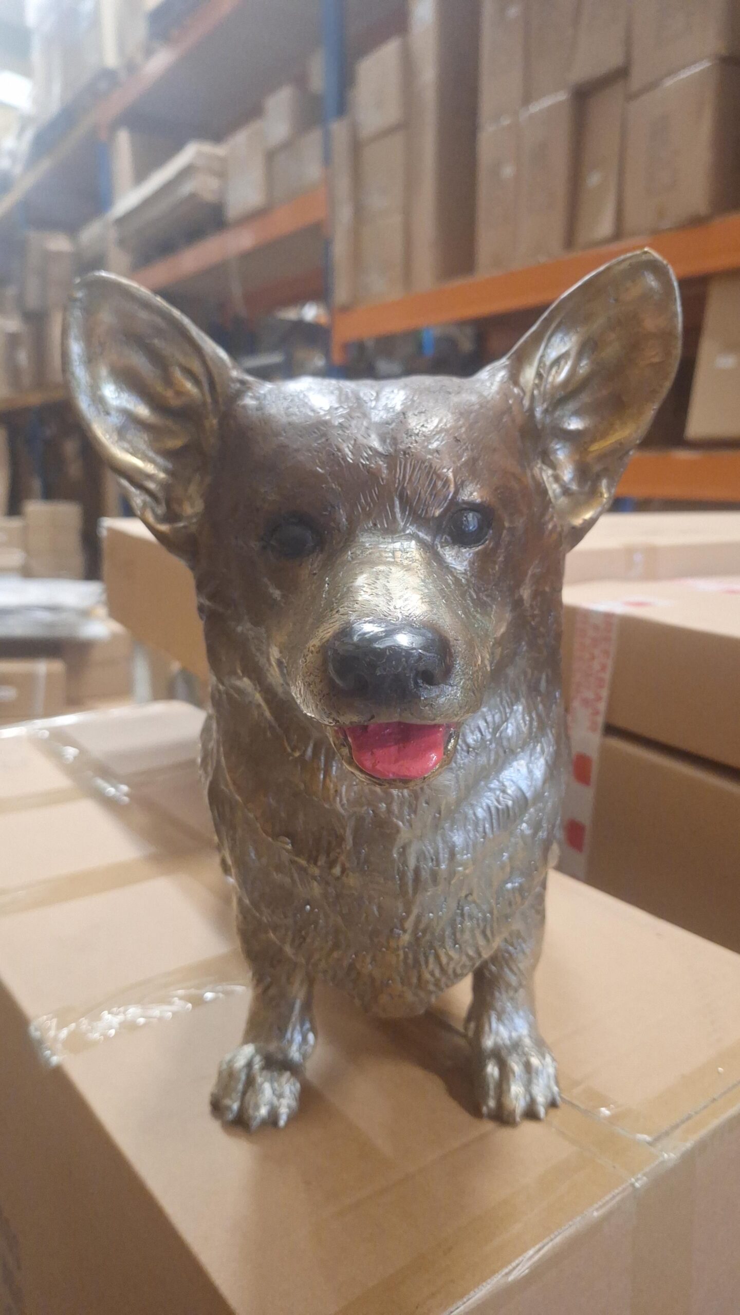 Bronze statue corgi dog 62cm