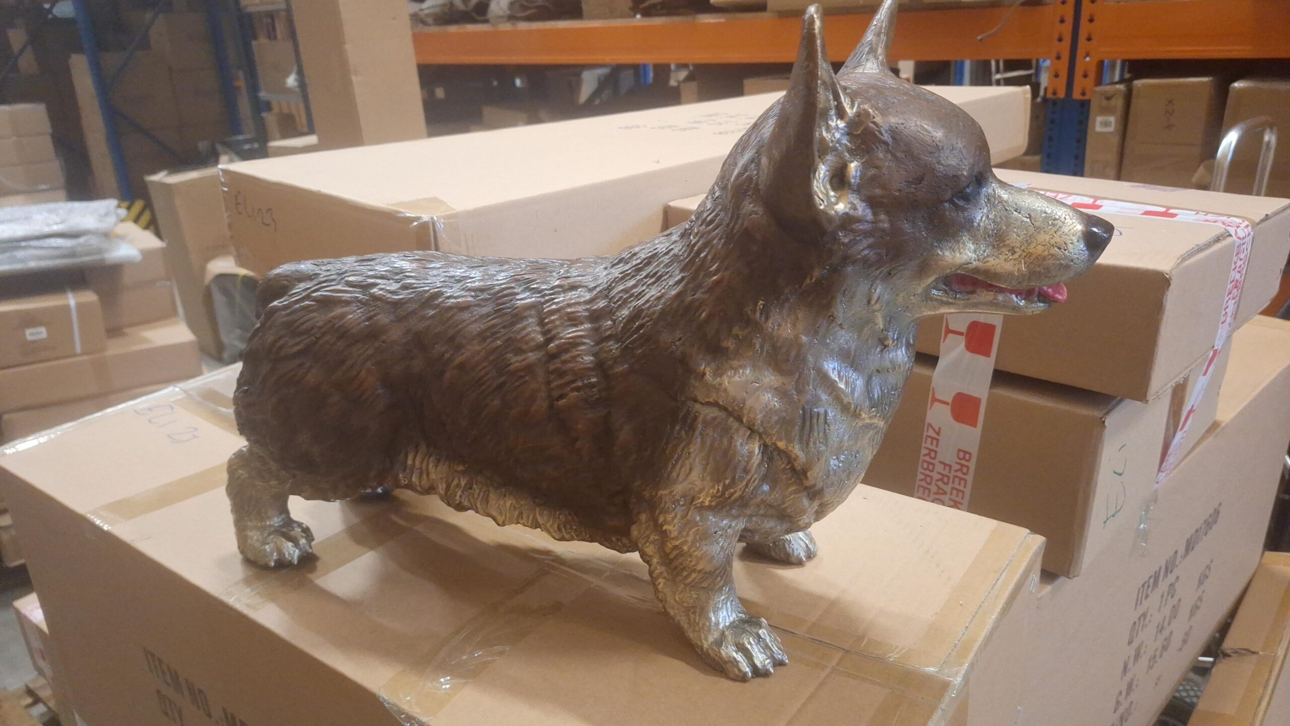 Bronze statue corgi dog 62cm