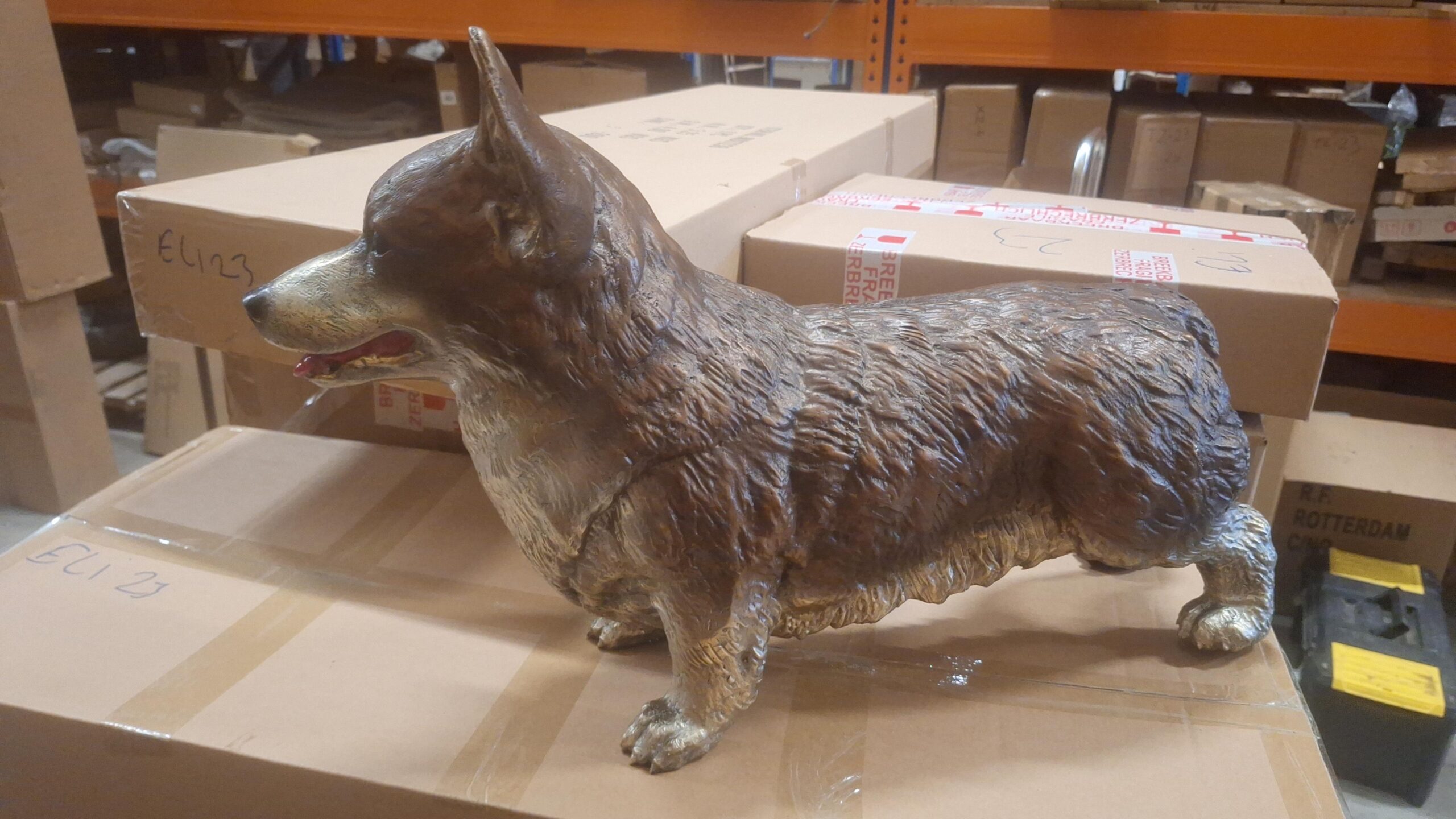 Bronze statue corgi dog 62cm