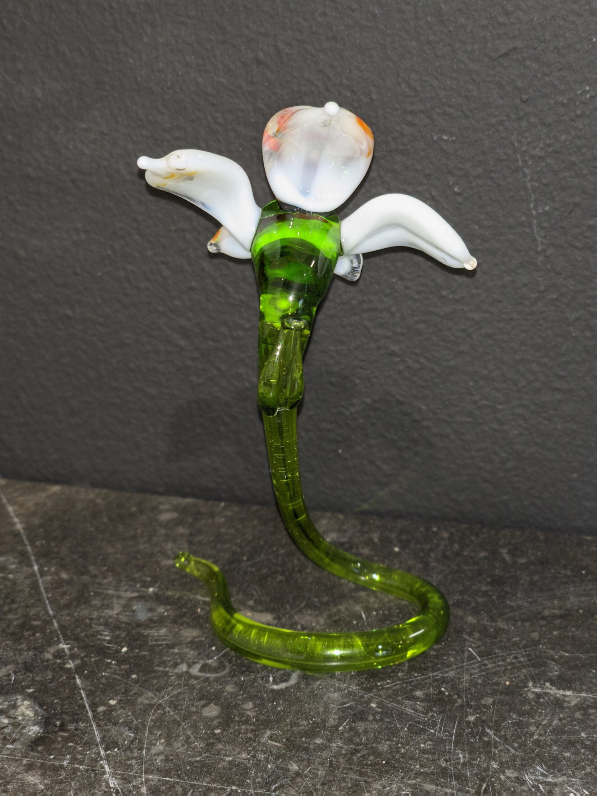 Miltonia bloem mini van glas wit 12cm