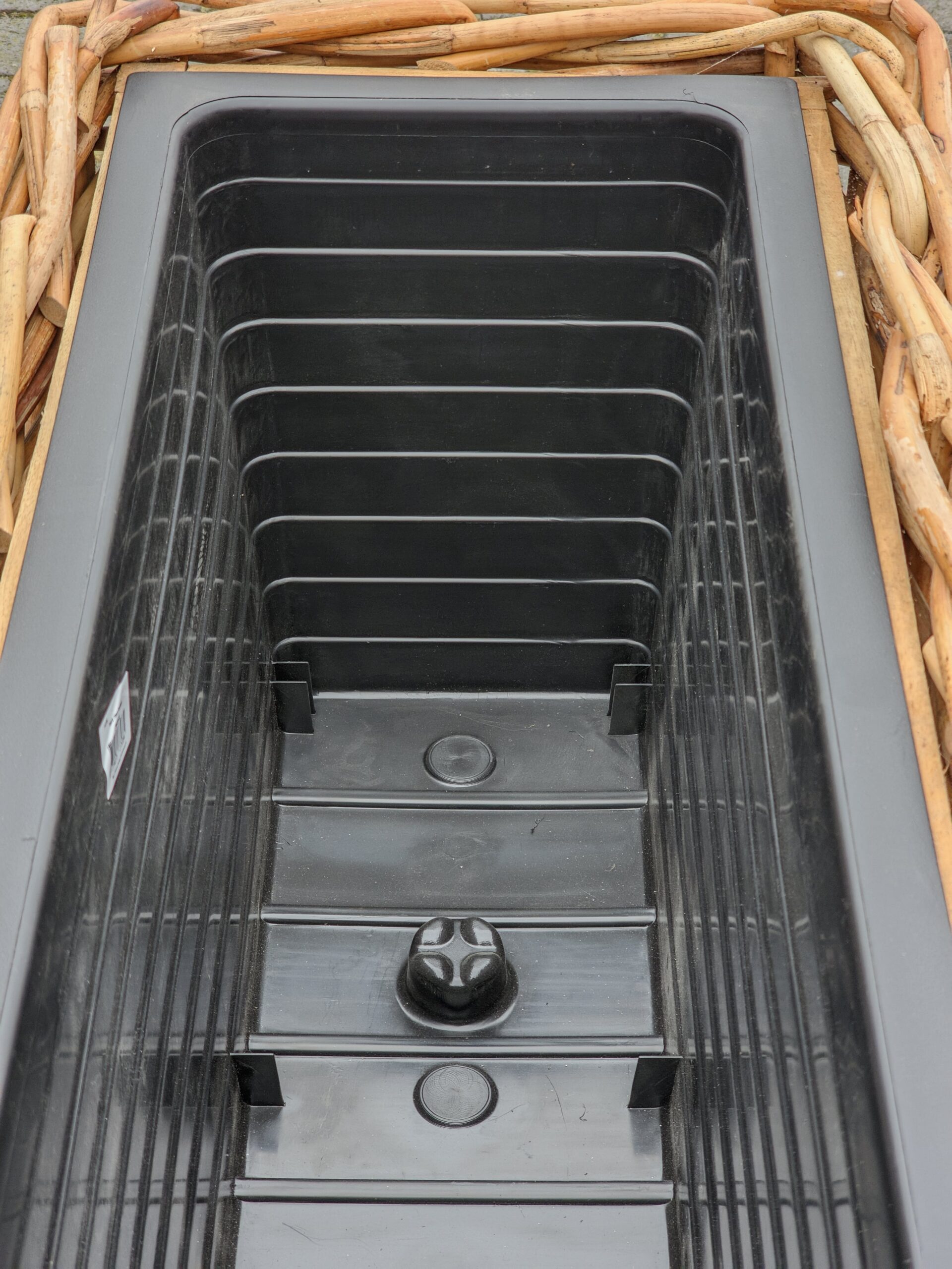 Blumenkasten Rechteck aus dickem Rattan 93cm mit Innenbehälter