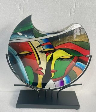 Glasvaas rond Faces 39cm