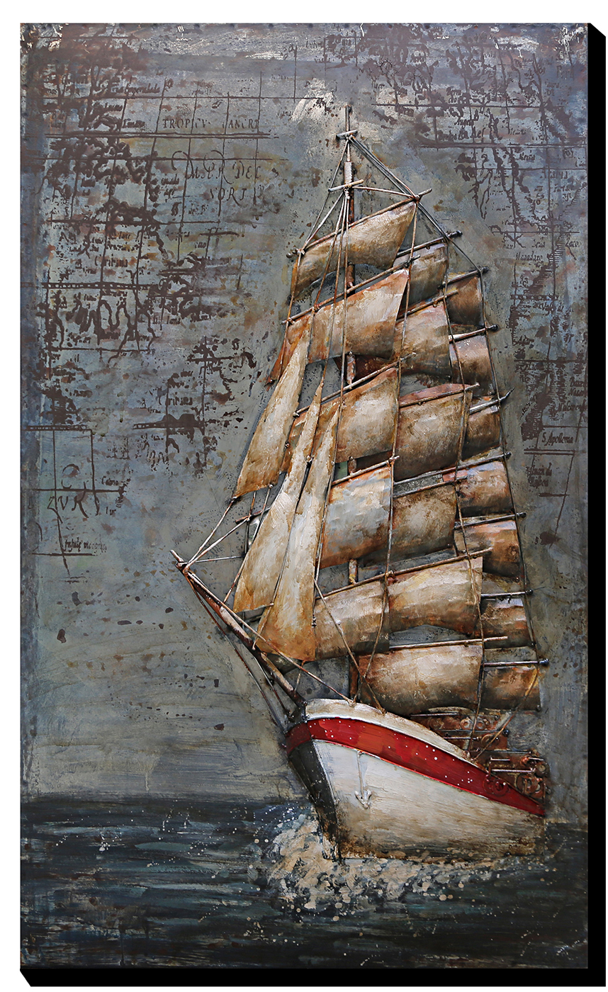 Metalen schilderij Antique schip 60x100cm