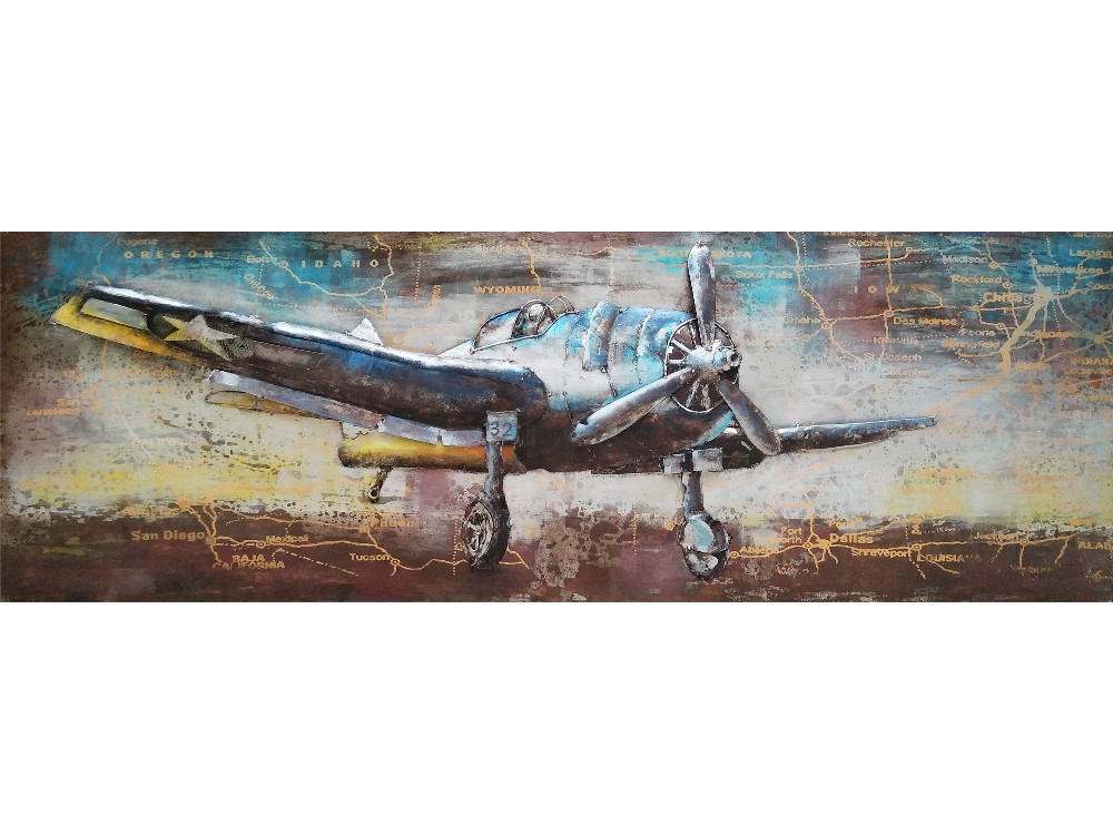 Metalen 3d schilderij Airplane 180x60cm