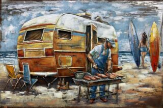 Metalen 3d schilderij Bbq voor de caravan 120x80cm